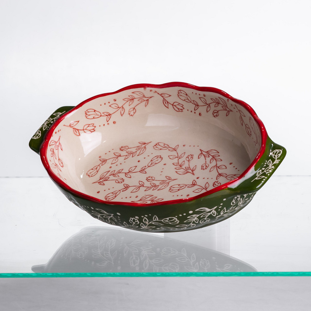 Форма для запікання Vintage 25×15×5 (см) овальна з ручками Зелена HM05-01 Київ - фото 3