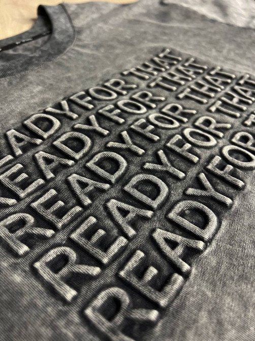 Футболка женская A-N 26031 вареная тай дай оверсайз с объемной надписью серая, серый, one size Киев - изображение 2