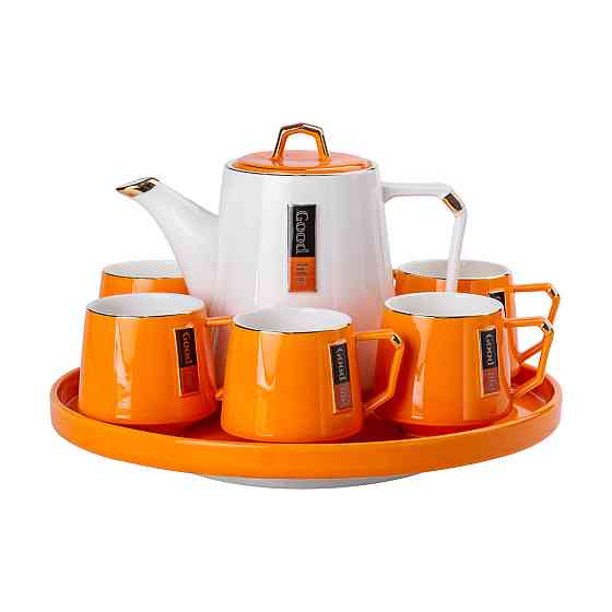 Чайний сервіз на 6 персон із порцелянаовою підставкою Orange HP-15-27 Коломия
