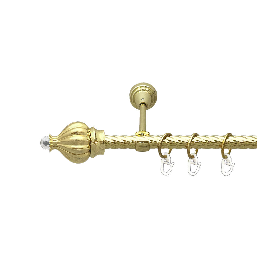 Карниз Orvit Таджа-Кристал металевий однорядний відкритий скручена труба кільце металеве Золото 16 мм 200 см Львов - изображение 1