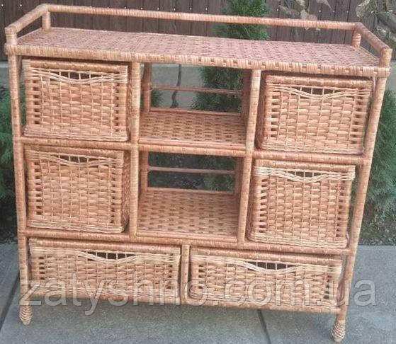 Комод большой плетеный на 6 шуфляд и 2 полки из лозы Киев - изображение 3