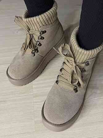 Уггі жіночі Hengji 007-3 замшеві шнурівка зі шкарпеткою бежеві, 37, 23,5 см Київ