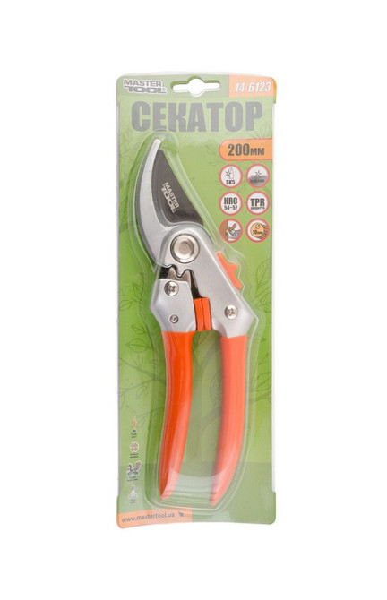 Секатор садовий MASTERTOOL 200 мм з алюмінієвими ручками з накладками лезо тефлонове SK5 14-6123 Коломия - фото 4