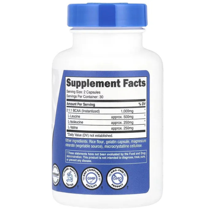 Комплекс аминокислот Nutricost Performance, BCAA, 60 Capsules (500 mg per Capsule) Луцк - изображение 2
