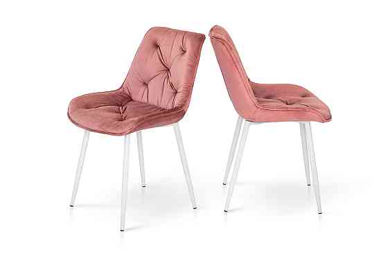 Стілець Прадо білий/ велюр пудровий Киев