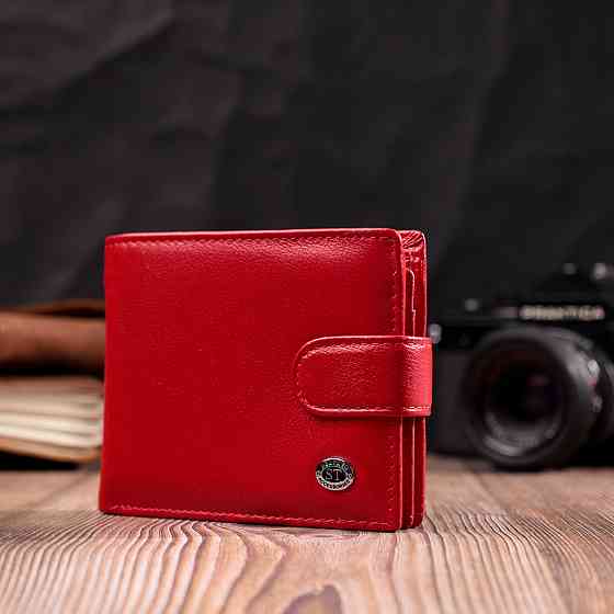 Яркое женское портмоне с блоком для карт из натуральной кожи ST Leather 19471 Красный Киев