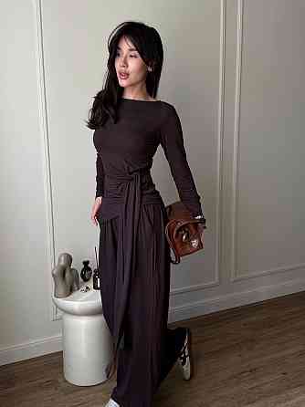 Женский стильный трендовый костюм двойка из вискозы Шоколад, 42/44 Одесса