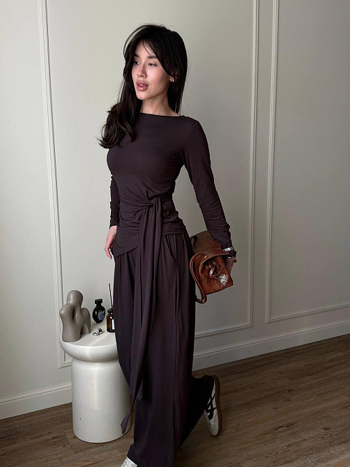 Женский стильный трендовый костюм двойка из вискозы Шоколад, 42/44 Одесса - изображение 4