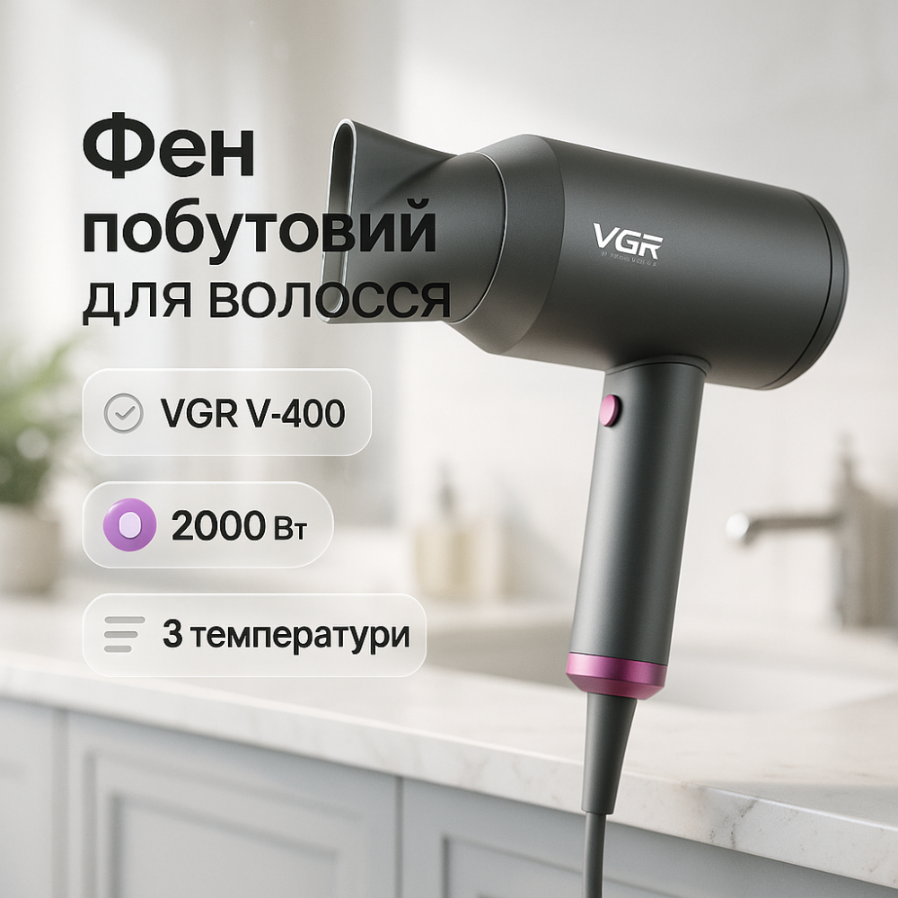 Мощный электрический фен для сушки волос, Фен с ионизацией для укладки укладки средних волос JN-64 Львов - изображение 19