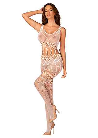 Сітчастий бодістокінг з імітацією топа та шортів Obsessive Bodystocking G330 S/M/L, white, з доступо Sex Aura Київ