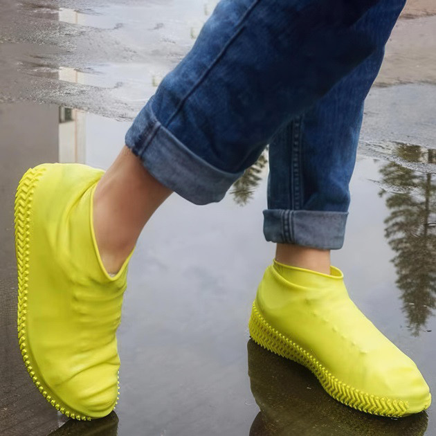 Багаторазові бахіли-чохли L (41-45 розмір) для взуття силіконові від води та бруду. Колір: жовтий TJ-56 Львів - фото 4