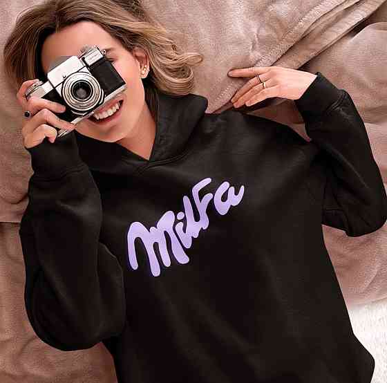 Черное худи Milfa с лавандовым принтом XXL, Графитовый Черновцы