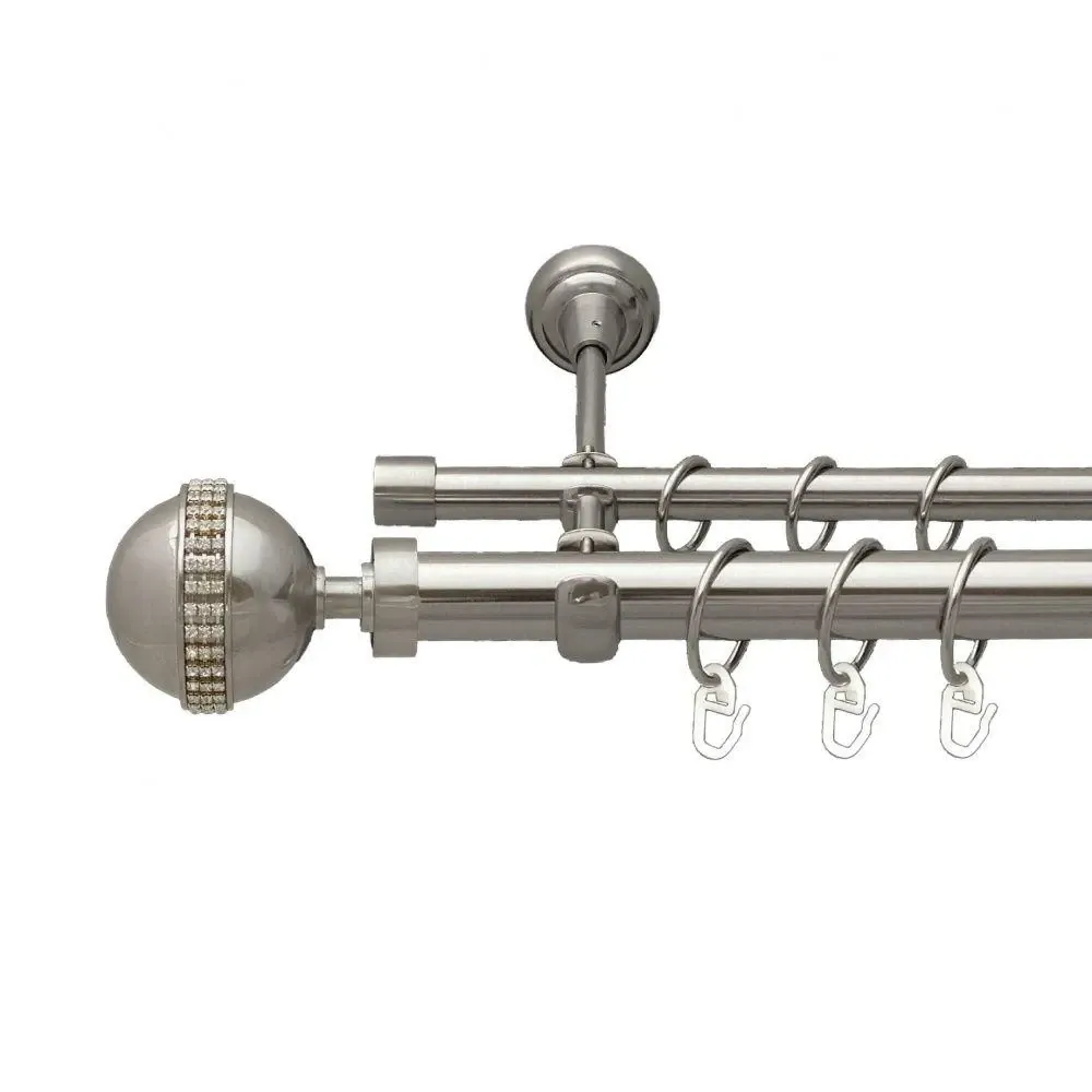 Карниз Orvit Авея металевий дворядний відкритий гладка труба кільце металеве Нержавіюча Сталь 25\16 мм 200 см Львов - изображение 1