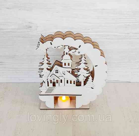 Новорічний та різдвяний декор, нічник - інсталяція "Зимова ніч" 23 см Ірпінь