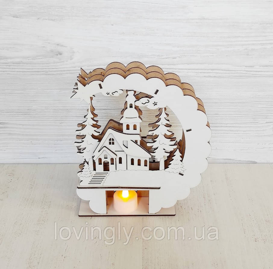 Новорічний та різдвяний декор, нічник - інсталяція "Зимова ніч" 23 см Ірпінь - фото 3