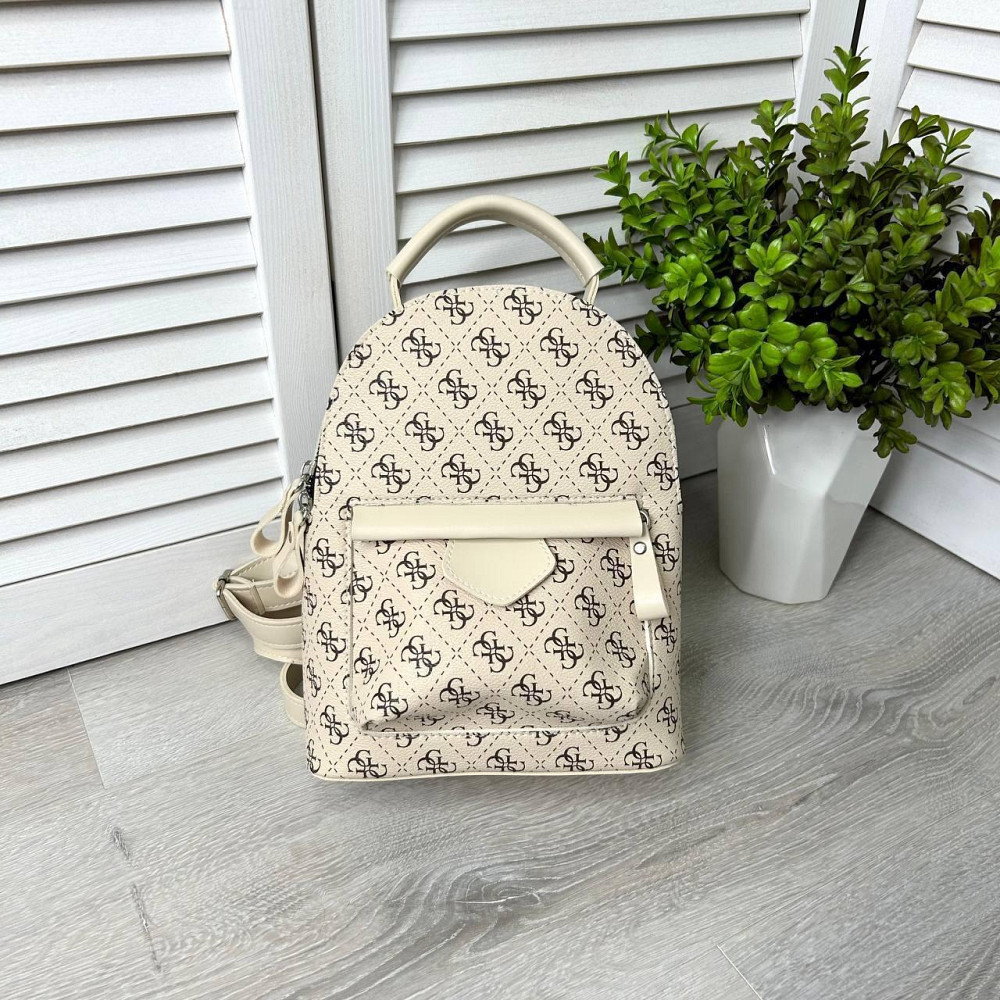 Женский рюкзак классический брендовый. Женский маленький брендовый рюкзак Бежевый 816 Киев - изображение 10