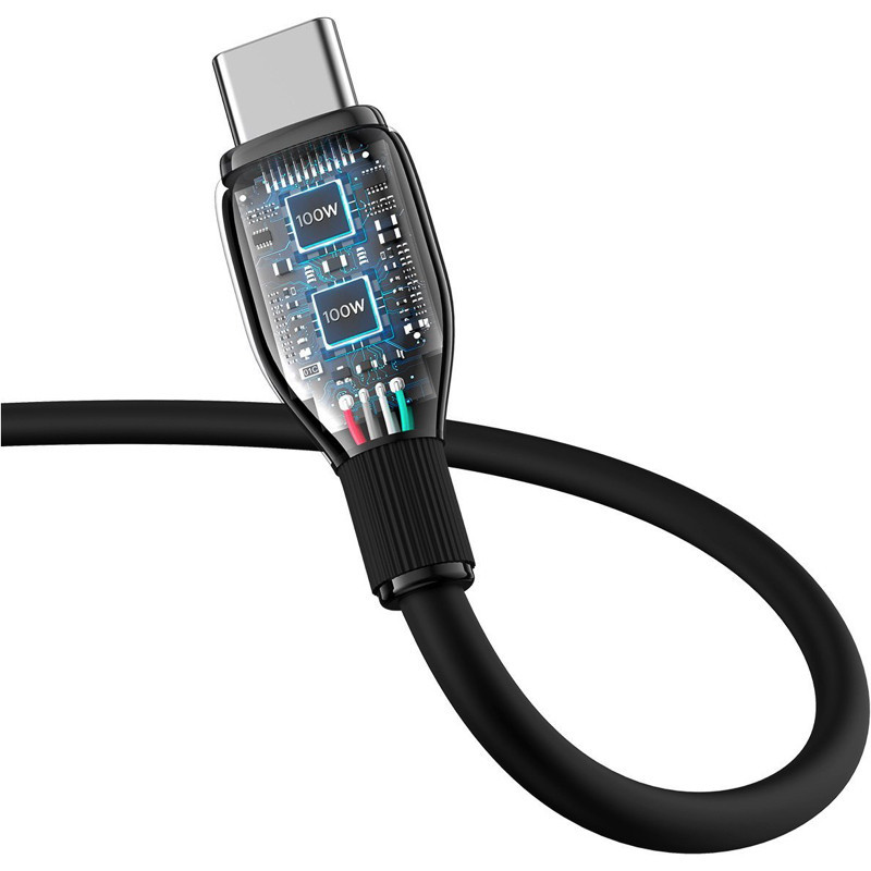 Кабель Baseus Pudding Series Fast Charging Cable Type-C to Type-C 100W 1.2m Cluster Black Одеса - фото 5