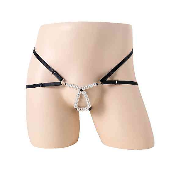 Стрінги чоловічі з намистинками one size чорний Київ