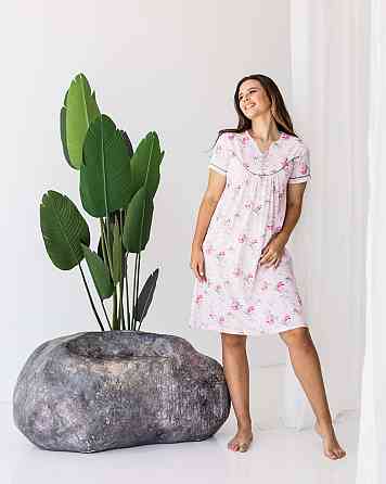 Ночная рубашка для беременных и кормящих Nicoletta Цветочки размер XL (48-50) Розовый Кривой Рог