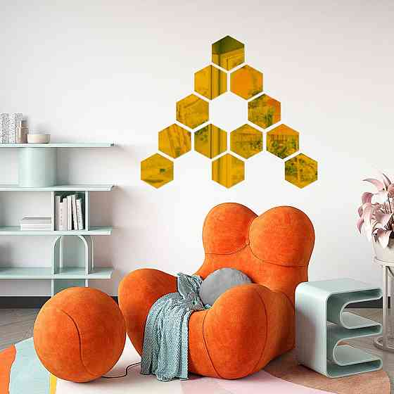 Зеркальный декор акриловый самоклеющийся 125*105мм золото, 12шт (D) SW-00002517 Днепр