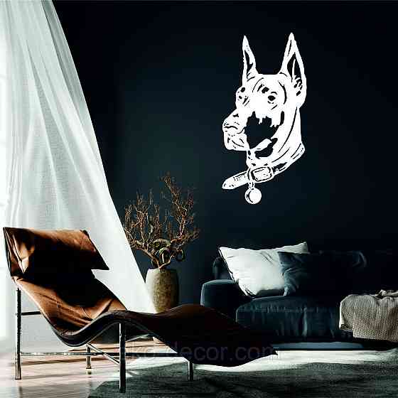 Декоративное настенное Панно «Доберман», Декор на стену 70*34 см, Белый Киев