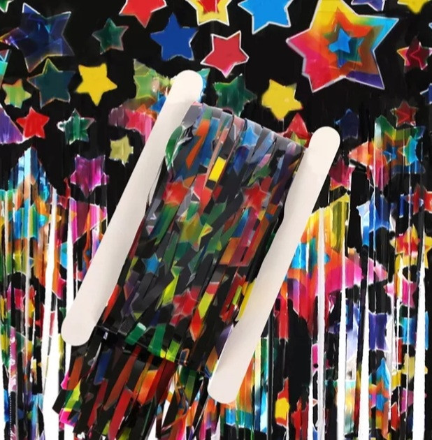 Дождик для фотозоны с принтом звезд 2 м на 1 м разноцветный Киев - изображение 1