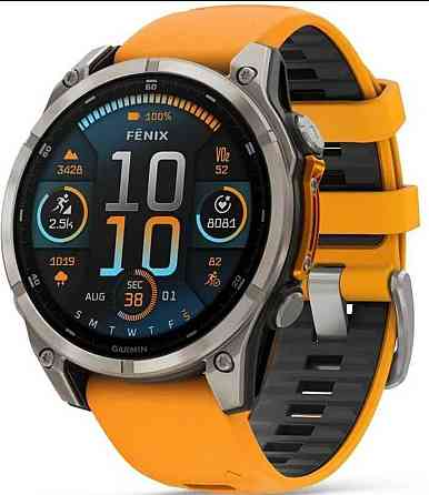 Смарт -Часы Garmin Fenix 8 47mm. AMOLED Sapphire Tit. Spark Orange Graph. Киев