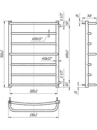 Водяна рушникосушарка Mario Люкс Б/П 1/2 700x550/600 Київ