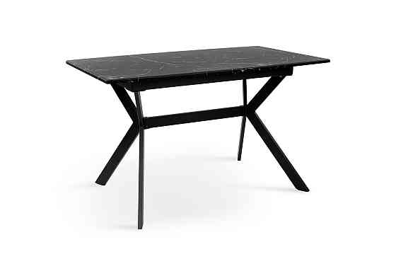 Стіл Хьюстон 130(+40)*77 чорний метал/мрамор чорн Киев