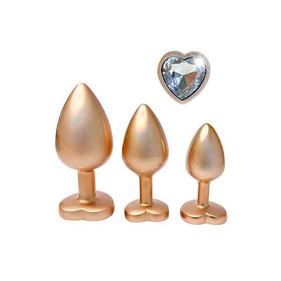 Набір із трьох анальних пробок Dream Toys Gleaming Love, розміри S, M, L, перламутрово-золоті Sex Aura Київ