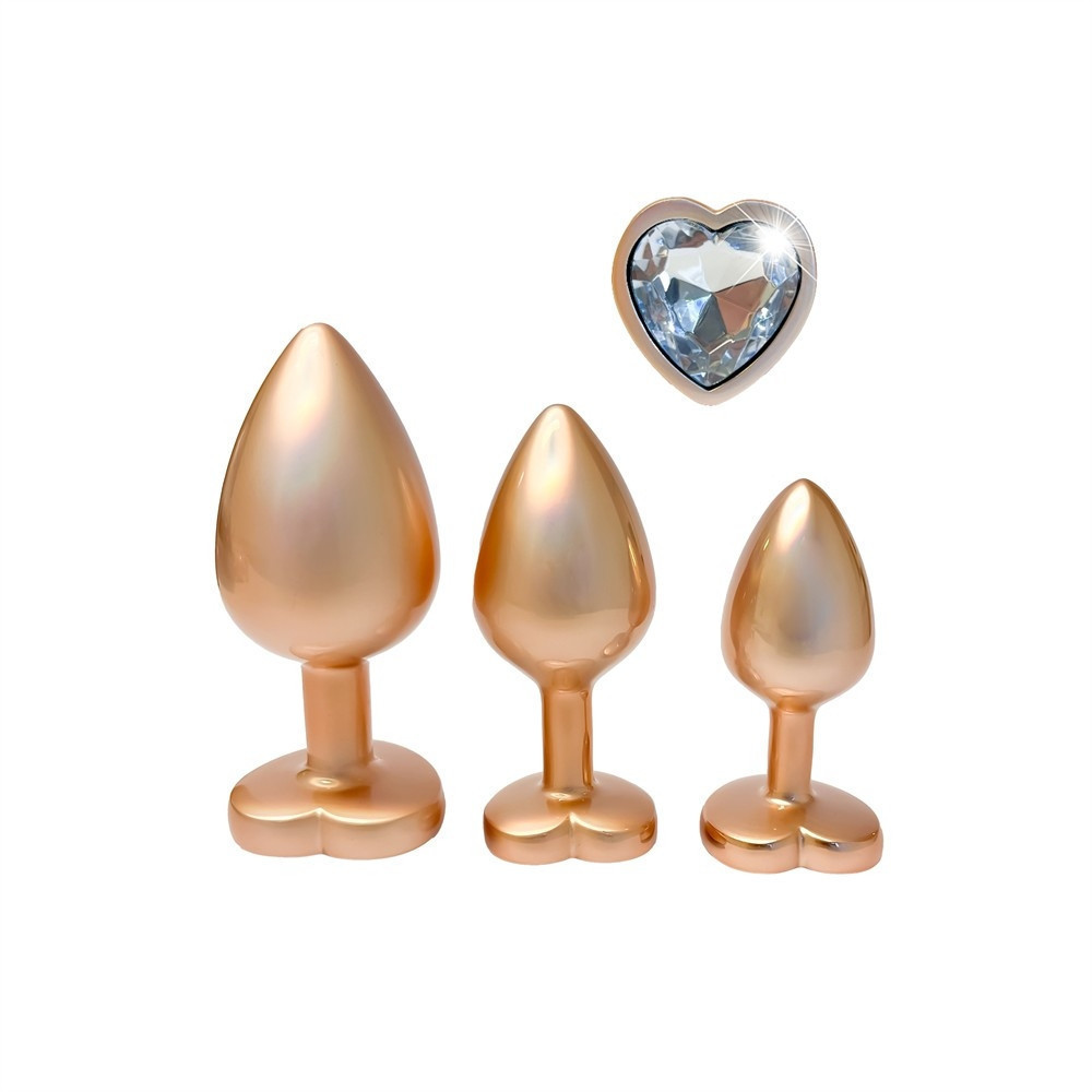 Набор из трёх анальных пробок Dream Toys Gleaming Love, размеры S, M, L, перламутрово-золотые Sex Aura Киев - изображение 3