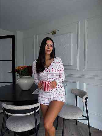 Женский домашний комбинезон с новогодним принтом рубчик 46/48 Одесса