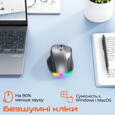 Мышка Meetion BTM007 Wireless/Bluetooth Gray (MT-BTM007-W) Винница - изображение 3