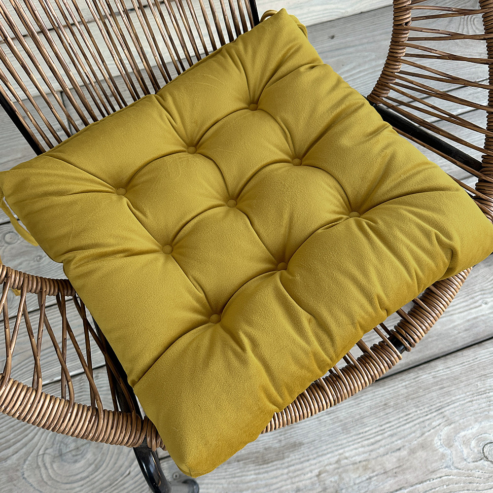 Подушка для стульев (40x40х5 см) Decorator Velour цвет горчичный 84-179 Киев - изображение 1