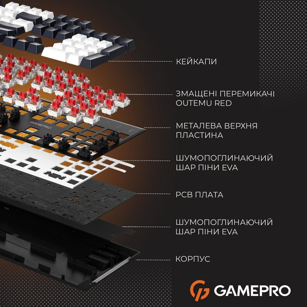 Клавіатура GamePro Genesis Metallic MK144B Outemu Red Swithes USB Black ( 19495 ) Харьков - изображение 6