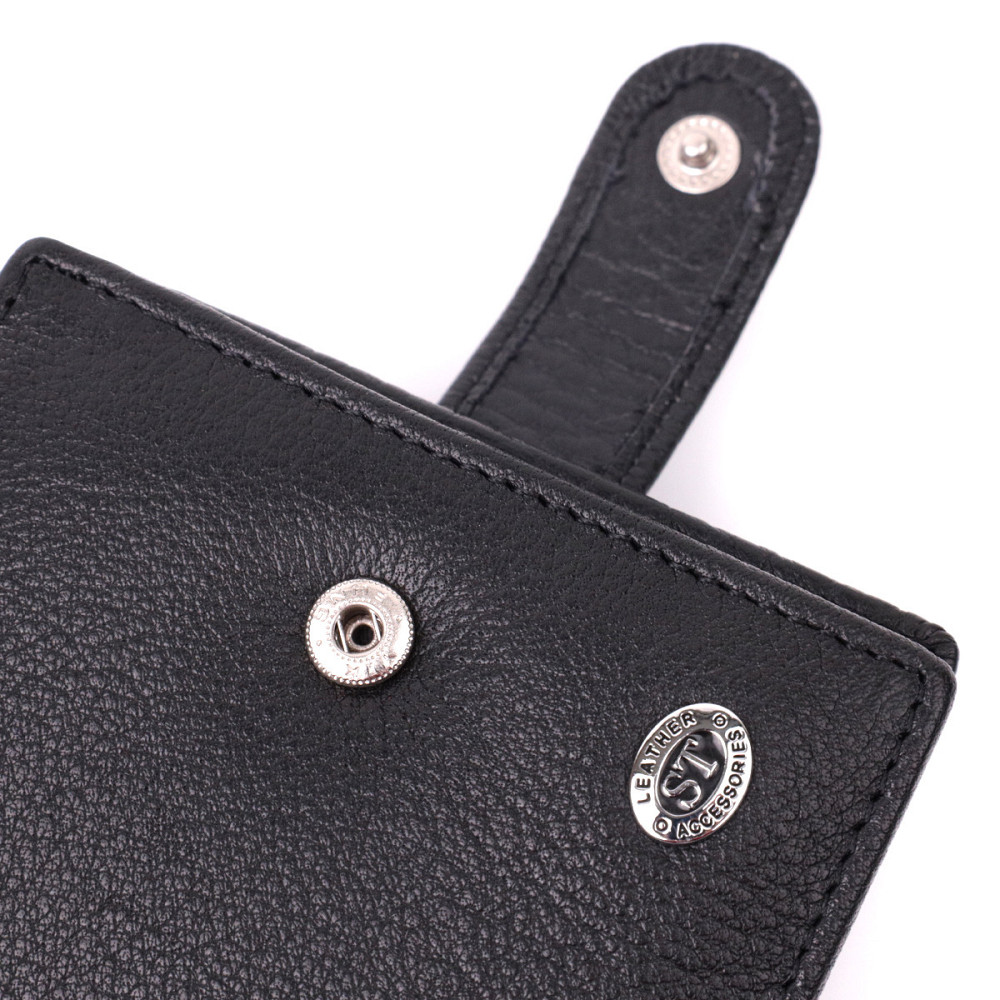 Чоловічий горизонтальний шкіряний гаманець, чорний (ST Leather) Київ - фото 19