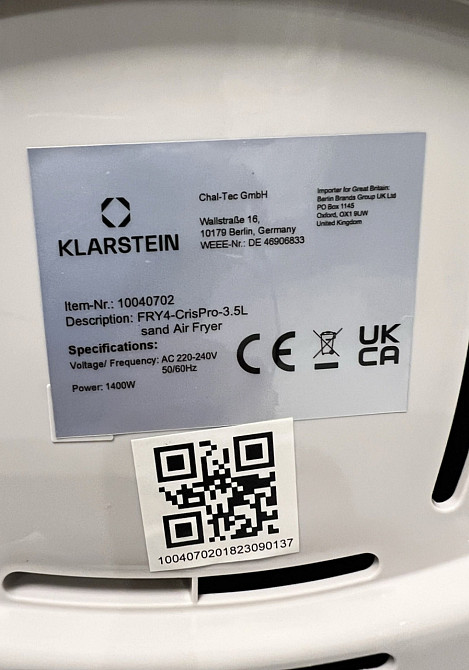 Фритюрница аерогриль Klarstein Crisp - Pro Air .10040702 Киев - изображение 1