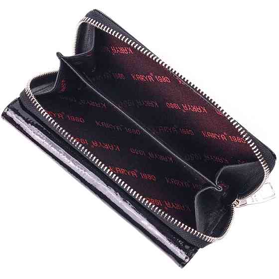 Цікаве жіноче портмоне з лакованої фактурної шкіри KARYA 21431 Чорний Київ