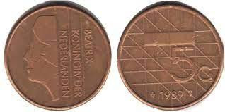 Нидерланды 5 гульденов 1989 Беатрикс (1980-2013) никель плакированный бронзой Полтава - изображение 1