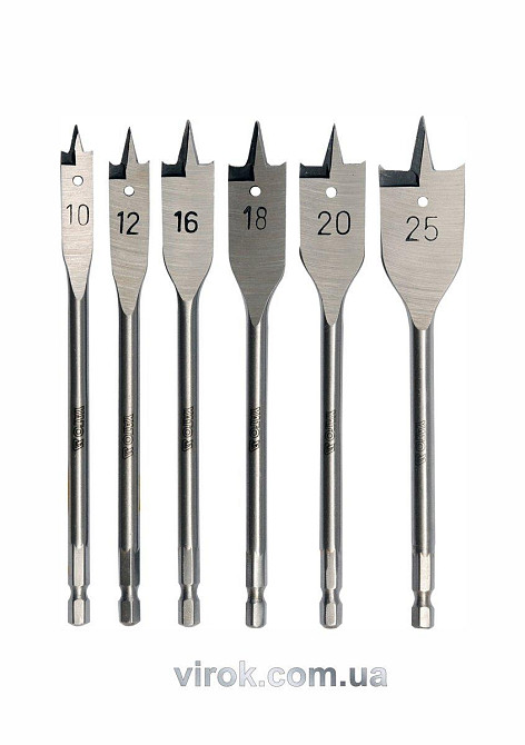 Свердла перові по дереву YATO: 6-гранний хвостик HEX-1/4