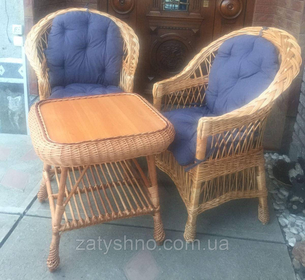 Меблі із лози з накидками | комплект плетених меблів зі столом меблі плетені з подушками Київ - фото 10