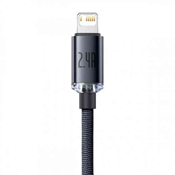 Кабель Baseus Crystal Shine Series для быстрой зарядки и передачи данных USB - Lightning 2.4A 2m, цвет черный Одесса
