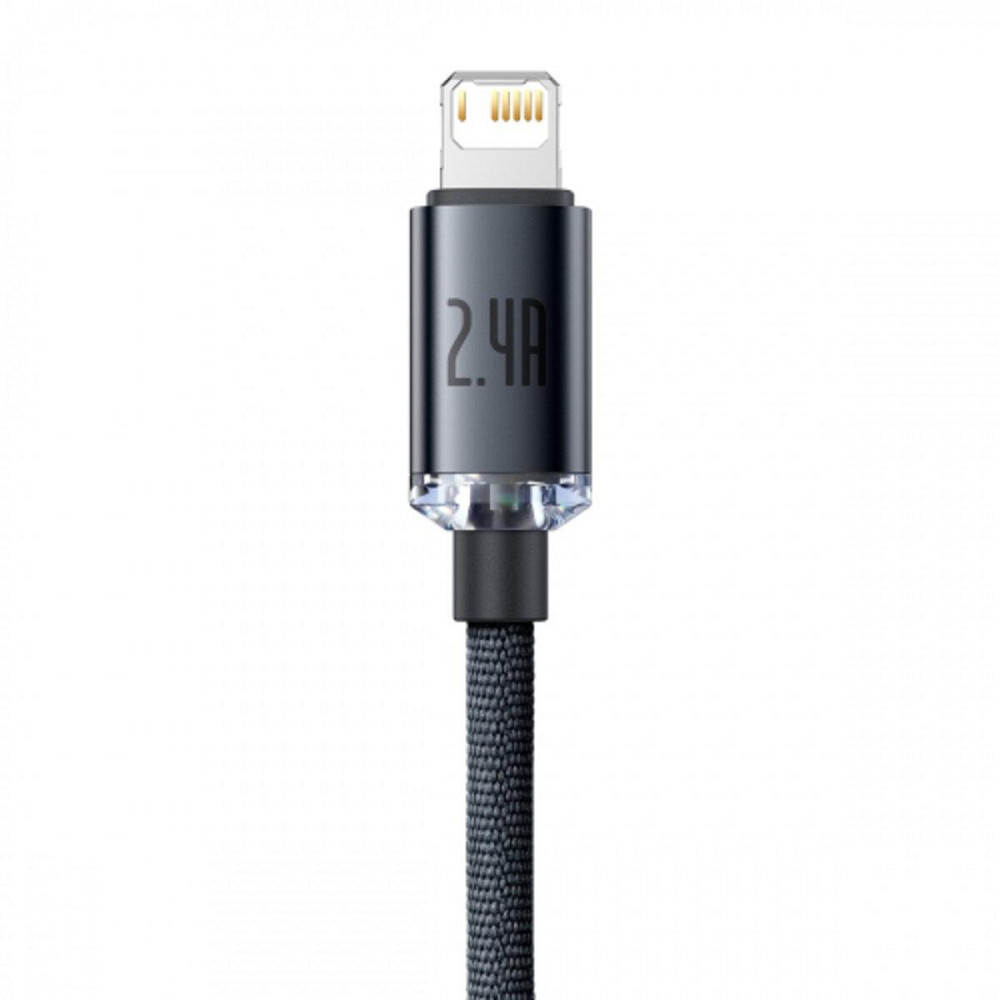 Кабель Baseus Crystal Shine Series для быстрой зарядки и передачи данных USB - Lightning 2.4A 2m, цвет черный Одесса - изображение 4