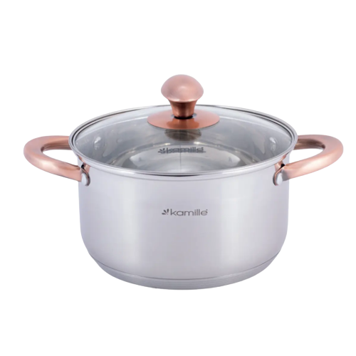Каструля нержавіюча сталь 5л з кришкою порожнисті мідні ручки 4934 KAMILLE Житомир - изображение 1