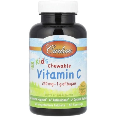 Витаминно-минеральный комплекс Carlson Витамин С для детей, 250 мг, вкус мандарина, Kid''s Chewable Vitamin C (CAR-03100) Вінниця - фото 1