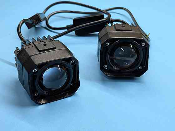 Протитуманні фари універсальні ПТФ бі-лед квадратні додаткові фари туманки Bi-LED Fog Lights линза Харків