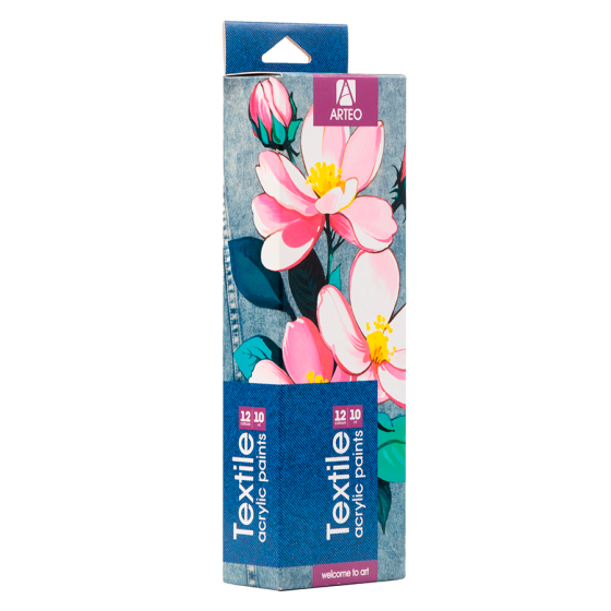 Набір акрилових фарб для розпису тканин Flowers 12×10мл Arteo Київ
