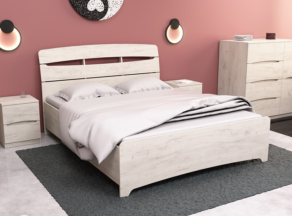 Кровать Дельта двуспальная, Дуб Крафт Білий, 2132х1450х1070 Львов - изображение 2