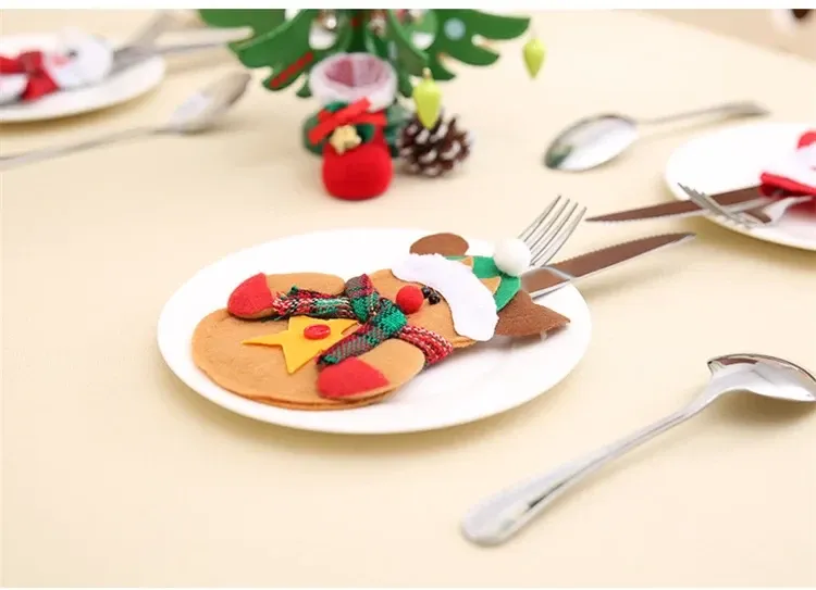 Новогодний чехол для столовых приборов Мишка 10 на 13 см разноцветный Киев - изображение 4