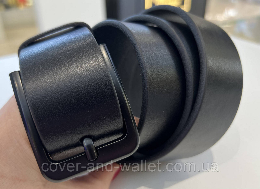 Стильний чоловічий ремінь під джинси з натуральної шкіри з чорною пряжкою  40 мм PS Leather Київ - фото 8